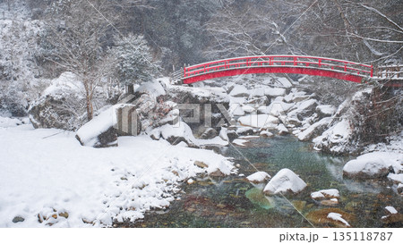 夕森渓谷（冬）：もみじ橋 135118787