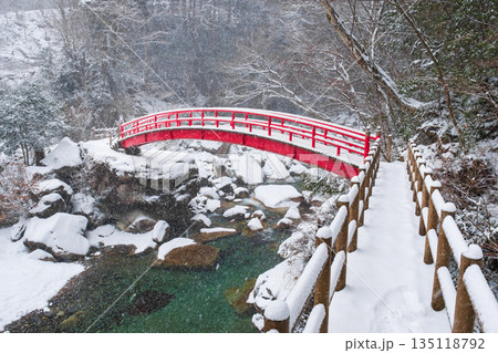 夕森渓谷(冬):もみじ橋 夕森渓谷(冬):もみじ橋 135118792