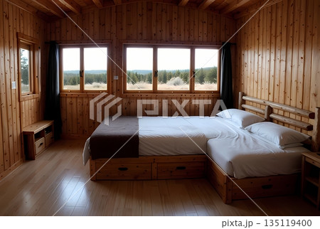 レトロな寝室 135119400