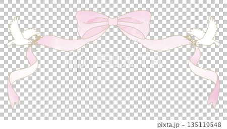 Elegant frame and decoration with ribbons and doves Elegant frame and decoration with ribbons and doves 135119548
