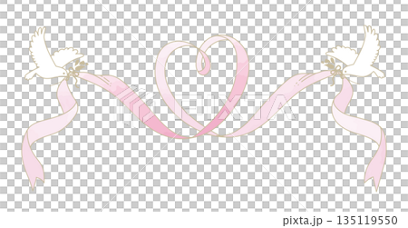 Elegant frame and decoration with ribbons and doves Elegant frame and decoration with ribbons and doves 135119550