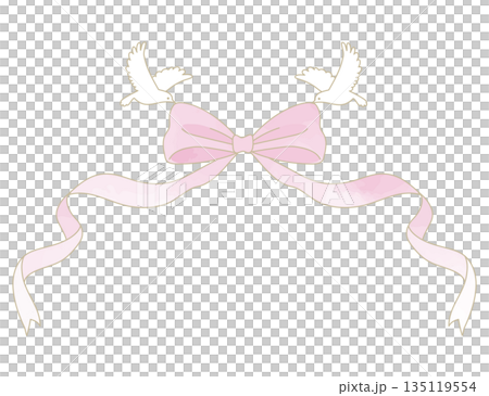 Elegant frame and decoration with ribbons and doves 135119554