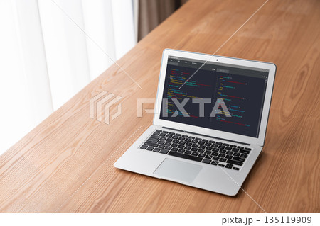Software development programming on computer screen for modish application 135119909