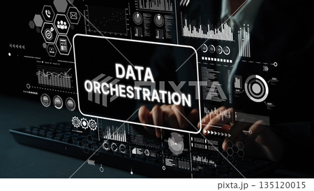 Dynamic Data Orchestration Interface with Graphs, Charts, and Digital Dashboards for Analytics and Insights. Asymptotic smart data analytic 135120015