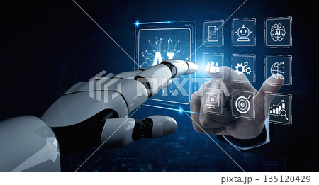 AI Brain Processing Data with Generative Intelligence Visualization Spline 135120429
