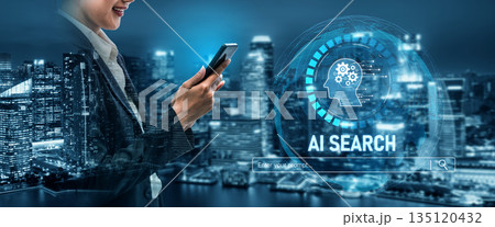 AI Search Engine and Intelligent Data Retrieval User Interface Spline 135120432