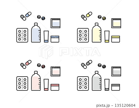 薬のカラーバリエーションイラストセット 135120604