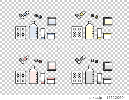 薬のカラーバリエーションイラストセット 135120604