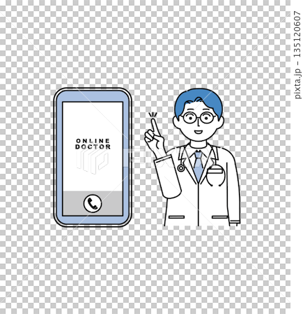 Male doctor's online medical consultation image illustration 135120607