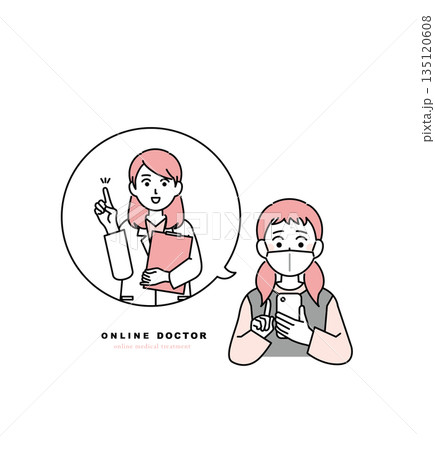 女性医師のオンライン診療イメージイラスト 135120608
