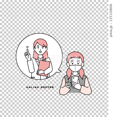 女性医師のオンライン診療イメージイラスト 135120608