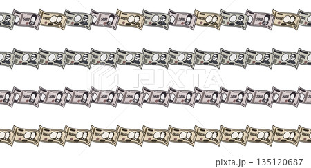 千円札と五千円札と一万円札のシームレスなライン。 135120687