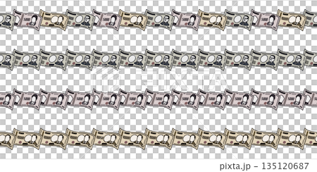 千円札と五千円札と一万円札のシームレスなライン。 135120687