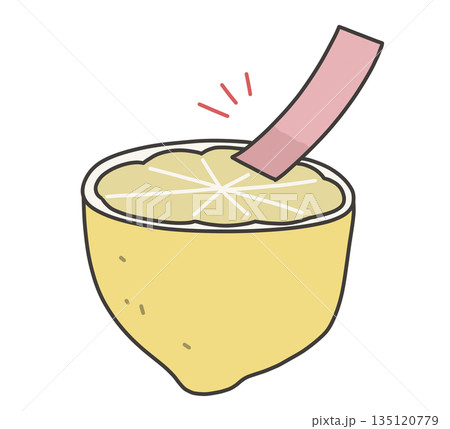 レモンと反応なしの赤いリトマス試験紙のイラスト レモンと反応なしの赤いリトマス試験紙のイラスト 135120779