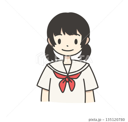 セーラー服の女の子（上半身）のイラスト 135120780