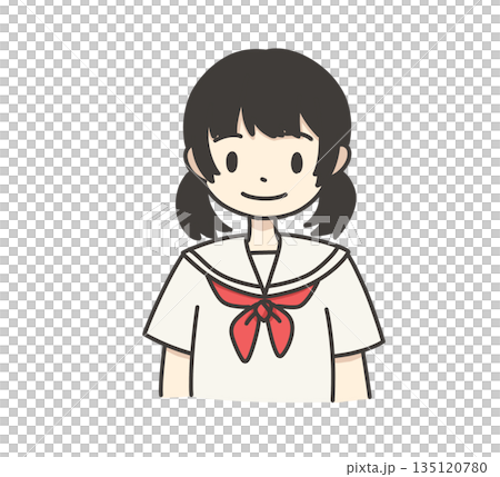 セーラー服の女の子（上半身）のイラスト 135120780
