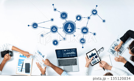 Collaborative Strategy Session with Digital Marketing and Data Analysis, Featuring Graphs, Charts, Technology, and Visionary Concepts for Business Growth. Amity 135120834