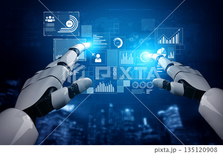 AI analyzing data from digital analytics dashboard Vouch 135120908
