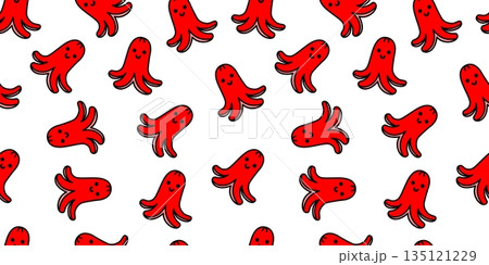 タコさんウインナーのシームレスな背景画像。 135121229