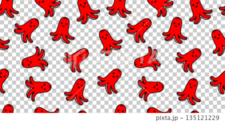 一張無縫背景的章魚香腸圖片。 135121229