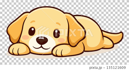 A cute golden retriever puppy lying down. 135121609