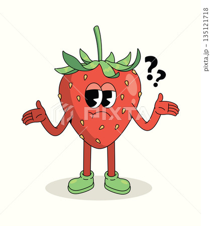strawberry confused groovy cartoon illustration strawberry confused groovy cartoon illustration 135121718