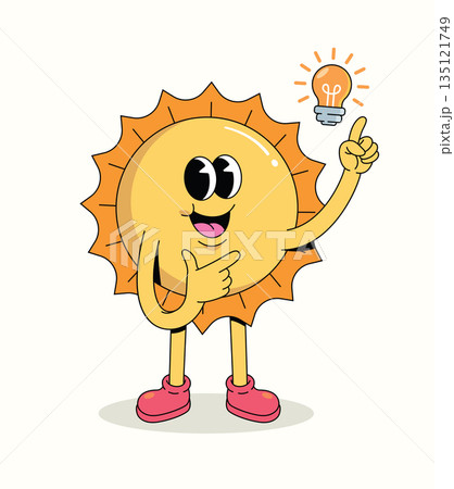 sun idea groovy cartoon illustration sun idea groovy cartoon illustration 135121749