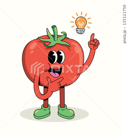 tomato idea groovy cartoon illustration 135121750