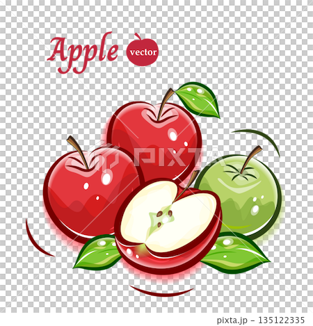 蘋果的普普風格插畫 | 可愛的向量水果藝術 135122335