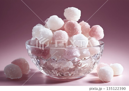 グラスに入ったピンクのマシュマロ 135122390