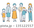 母親と子どものイラスト＿全身 135122557