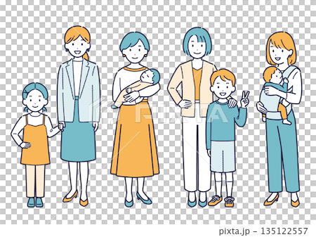Mother and child illustration_full body Mother and child illustration_full body 135122557