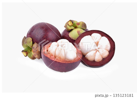 Mangosteen isolated on white background. 135123181