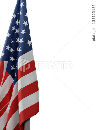 USA or American flag banner design isolated on white background  with copy space 3D render 135123182