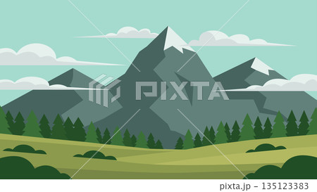 Pastel Hills Mountain Landscape Background 135123383