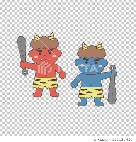 節分のイラスト素材 赤鬼と青鬼 節分のイラスト素材 赤鬼と青鬼 135123416