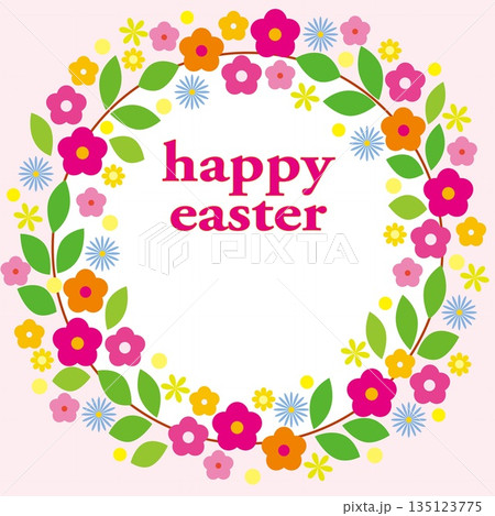 ハッピーイースター　happy easter　フレーム　花模様　ホワイトスペース 135123775