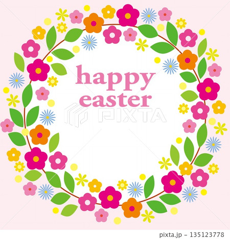 ハッピーイースター happy easter フレーム 花模様 ホワイトスペース ハッピーイースター happy easter フレーム 花模様 ホワイトスペース 135123778