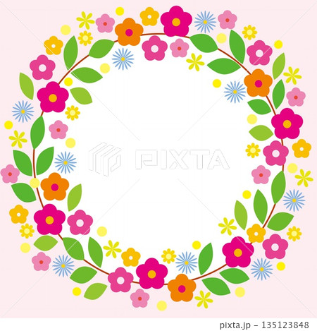 花模様　フレーム　ホワイトスペース　 135123848
