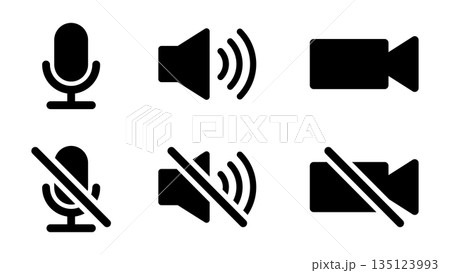 音声と映像を表すマイク・スピーカー・カメラのアイコン 音声と映像を表すマイク・スピーカー・カメラのアイコン 135123993