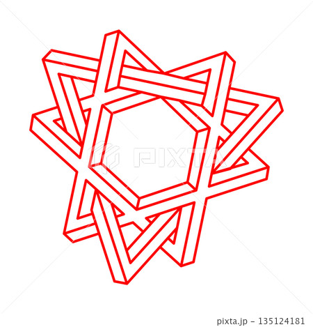 Illusion shapes. 3d geometry. Optical illusion figures. Sacred geometry. Logo.  135124181