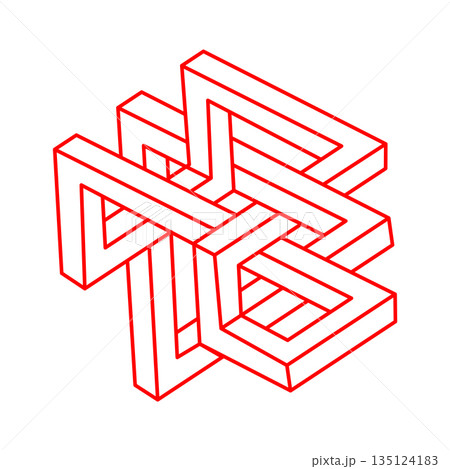 Illusion shapes. 3d geometry. Optical illusion figure. Logo. Sacred geometry objects.  135124183