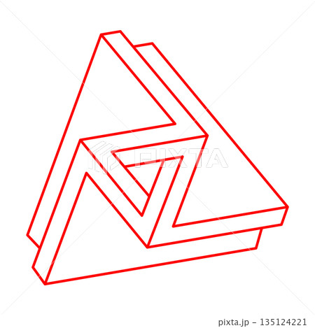 Impossible shapes. Sacred geometry. Logo. Optical illusion figure. Abstract eternal geometric objects. Impossible endless outline. Op art. Impossible geometry shape on a white background. Line art. 135124221