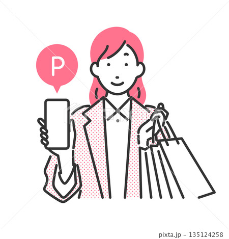 スマホ決済でショッピングをしている女性 スマホ決済でショッピングをしている女性 135124258