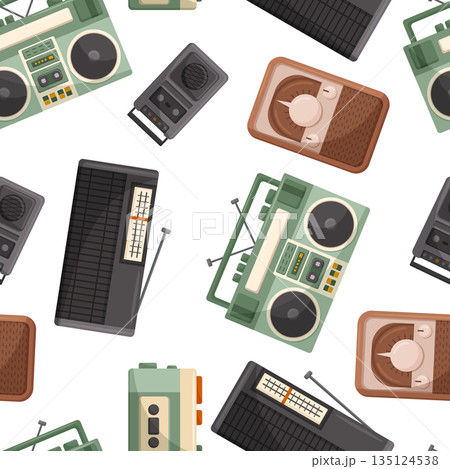 Vintage Music Recorders Seamlessly Arranged In A Nostalgic Pattern, Evoking A Sense Of Timeless Musical Charm Vintage Music Recorders Seamlessly Arranged In A Nostalgic Pattern, Evoking A Sense Of Timeless Musical Charm 135124538