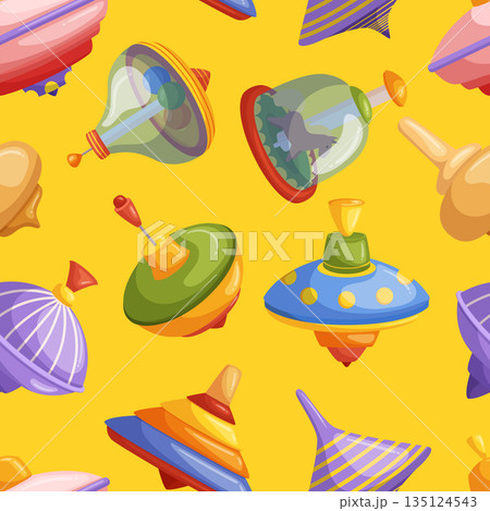 Seamless Pattern With Whimsical Whirligigs, Perfect For Adding A Playful Touch To Fabrics, Wallpapers, Design 135124543