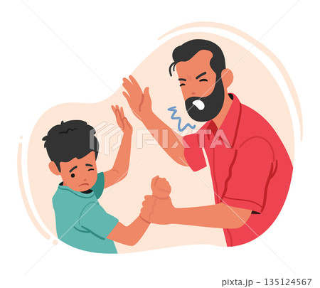 Father Scolding And Abusing Son, Reflecting A Painful And Destructive Dynamic, Causing Emotional And Psychological Harm Father Scolding And Abusing Son, Reflecting A Painful And Destructive Dynamic, Causing Emotional And Psychological Harm 135124567