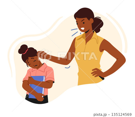 Scene Of Mother Yelling At Crying Daughter, Depicting Harmful Concept Of Abuse, Highlighting Emotional Distress Scene Of Mother Yelling At Crying Daughter, Depicting Harmful Concept Of Abuse, Highlighting Emotional Distress 135124569