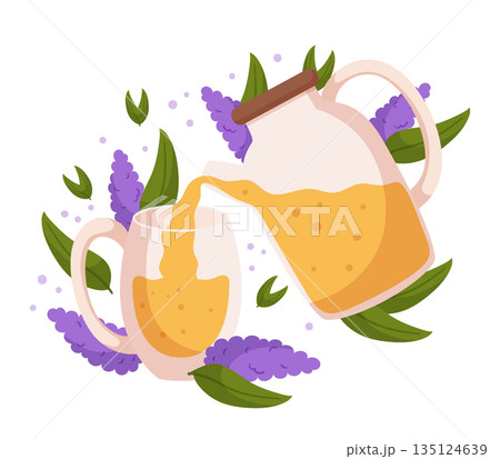 Lavender Tea Is Fragrant Herbal Infusion Made From Dried Lavender Buds. It Has A Delicate Floral Aroma And Flavor 135124639