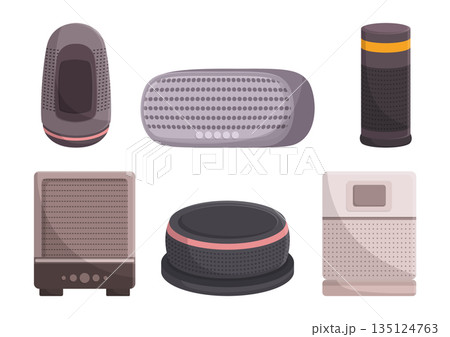 Set of Smart Home Voice Speakers. Device That Allows Users To Control Their Home Appliances With Voice Commands Set of Smart Home Voice Speakers. Device That Allows Users To Control Their Home Appliances With Voice Commands 135124763